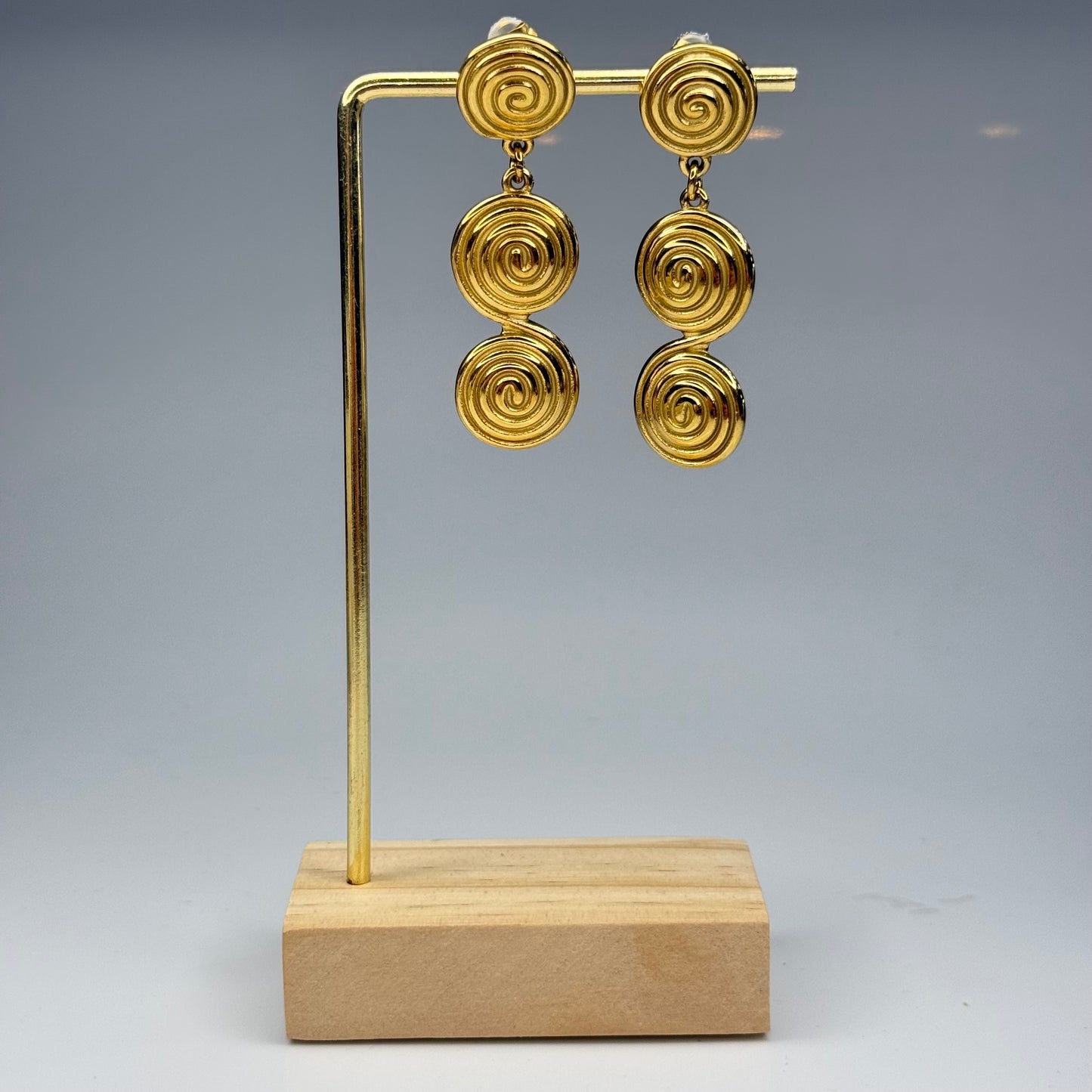 Triple Spiral Charms Earrings – Gold Plated - DEAL OF THE DAY