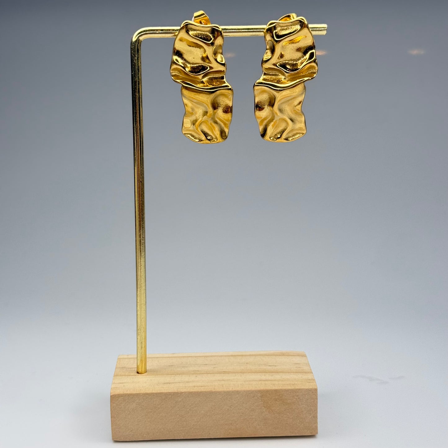 Hammered Liquid Gold Dangle Earrings - Gold Plated - DEAL OF THE DAY