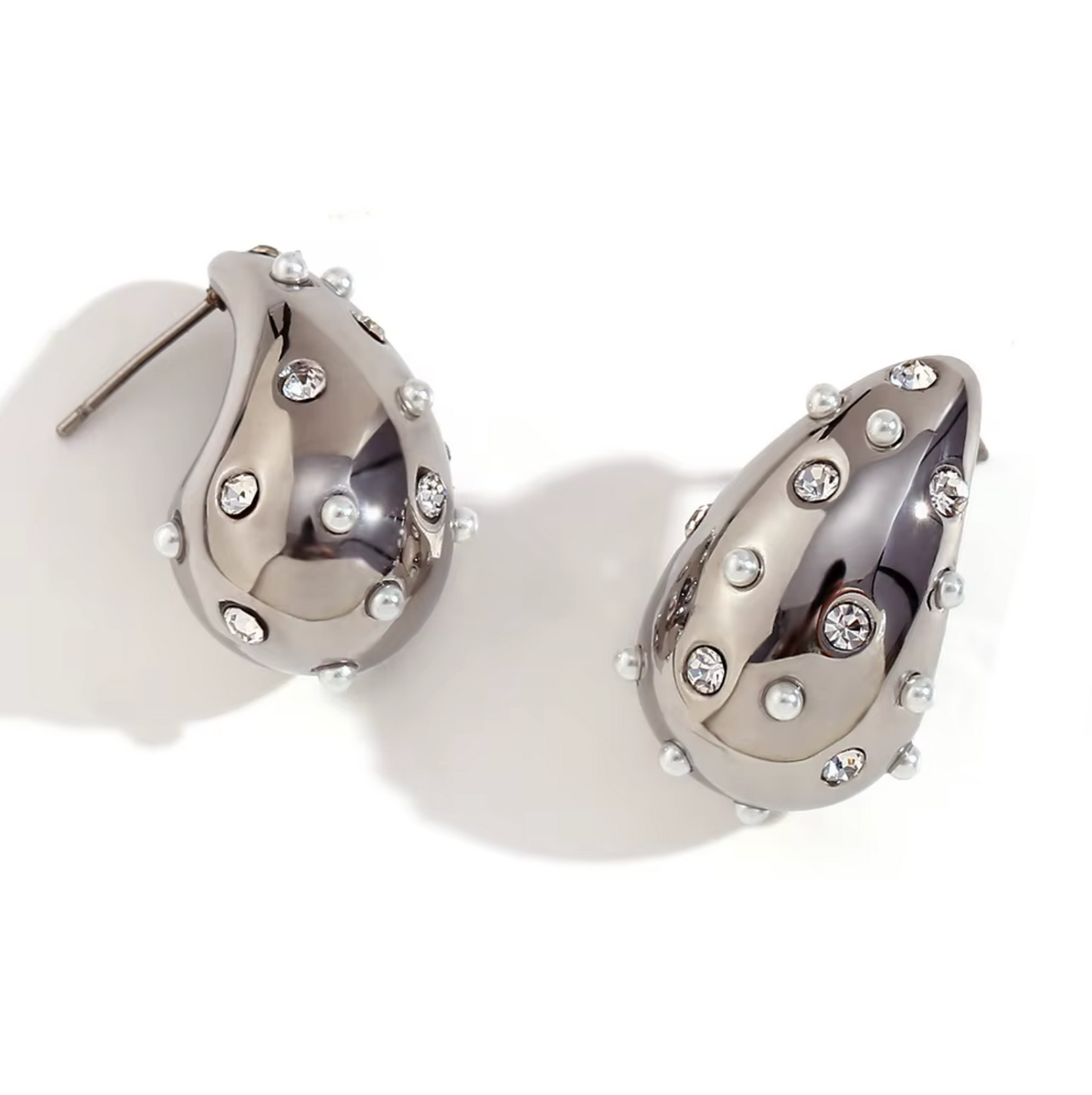 5A+ CZ Simple Teardrop Chunky Earrings - Gold Plated