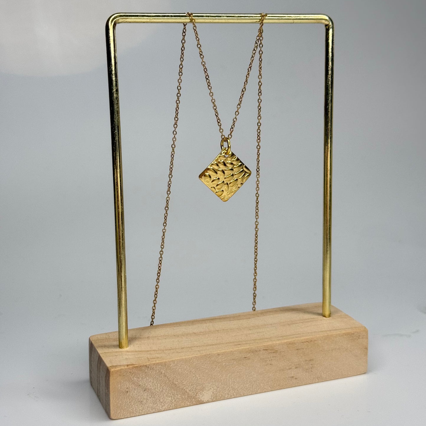 Hammered Square Pendant – Gold Plated - DEAL OF THE DAY