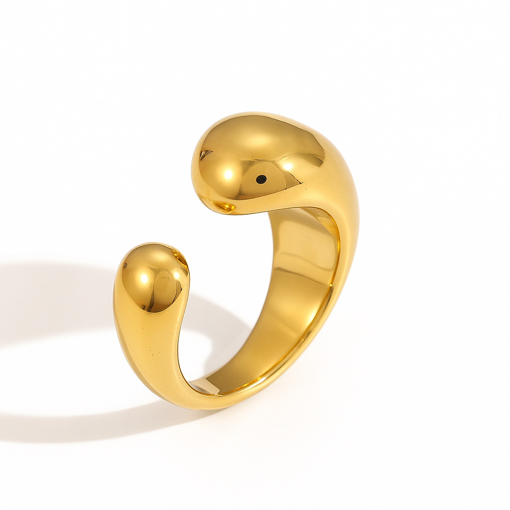Bold Twin Orb Open Ring - Gold Plated