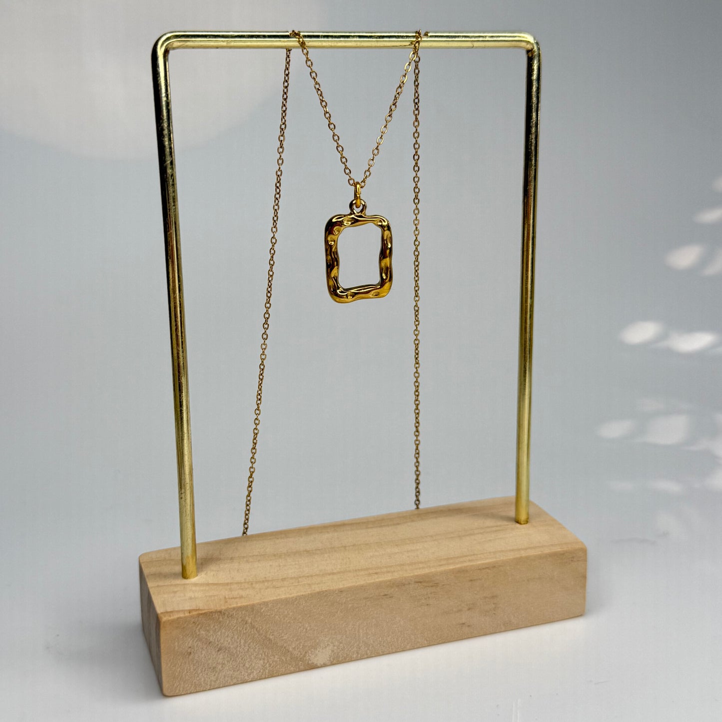 Rippled Square Frame Pendant – Gold Plated - DEAL OF THE DAY