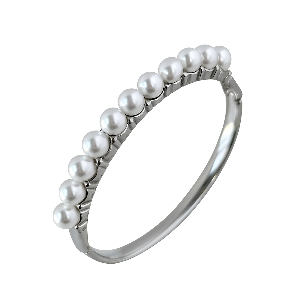 Pearl Bangle Bracelet - Gold Plated