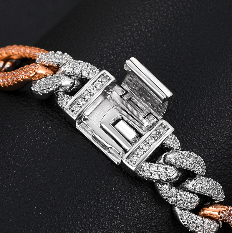 VVS1 Moissanite 10mm Two Tone Cuban Link Bracelet