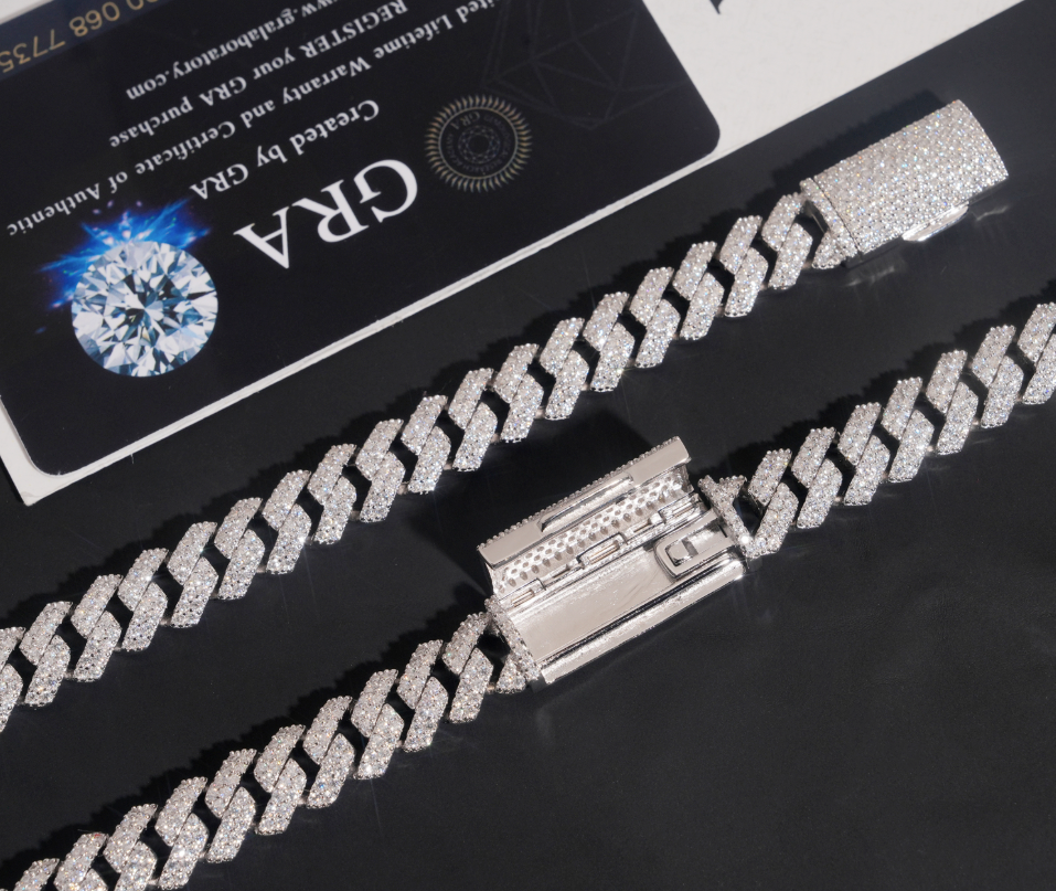 VVS1 Moissanite 10mm Two Rows Cuban Link Chain & Bracelet
