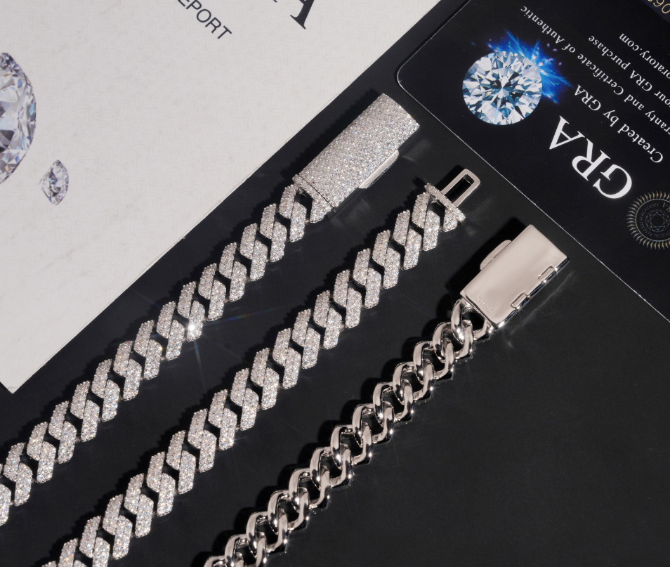 VVS1 Moissanite 10mm Two Rows Cuban Link Chain & Bracelet