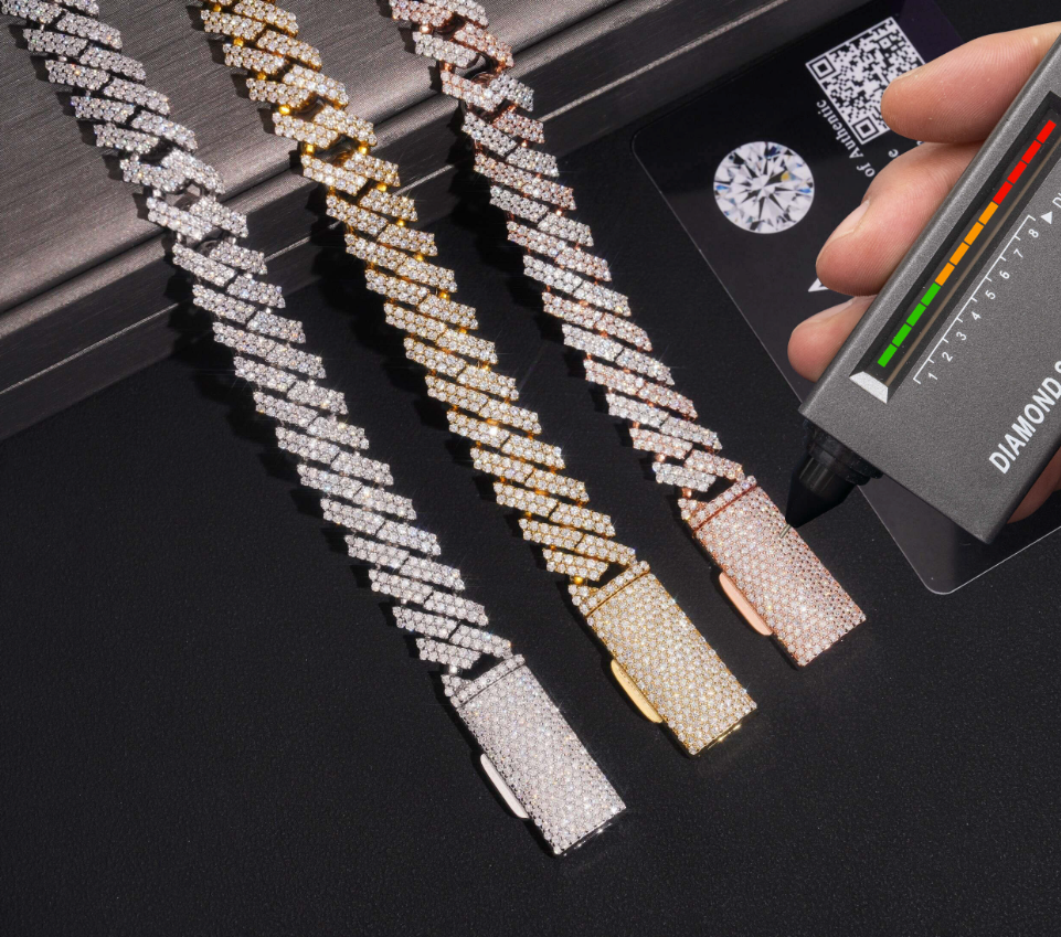 VVS1 Moissanite 12mm Two Rows Cuban Link Bracelet