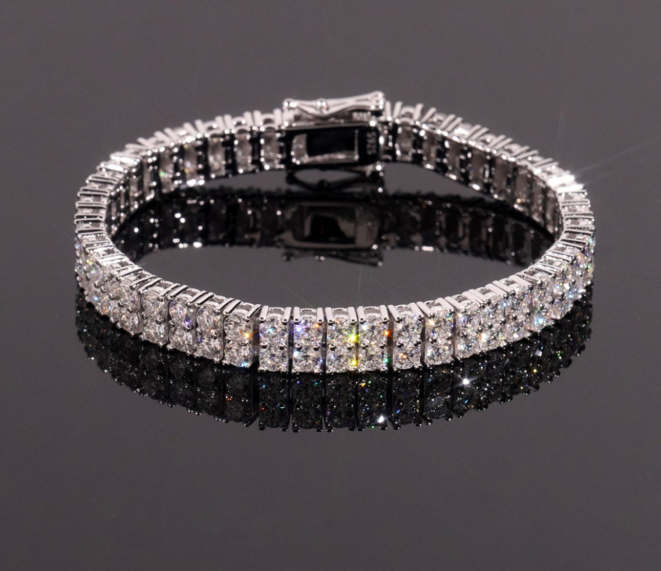 VVS1 Moissanite 3mm Double Row Tennis Bracelet