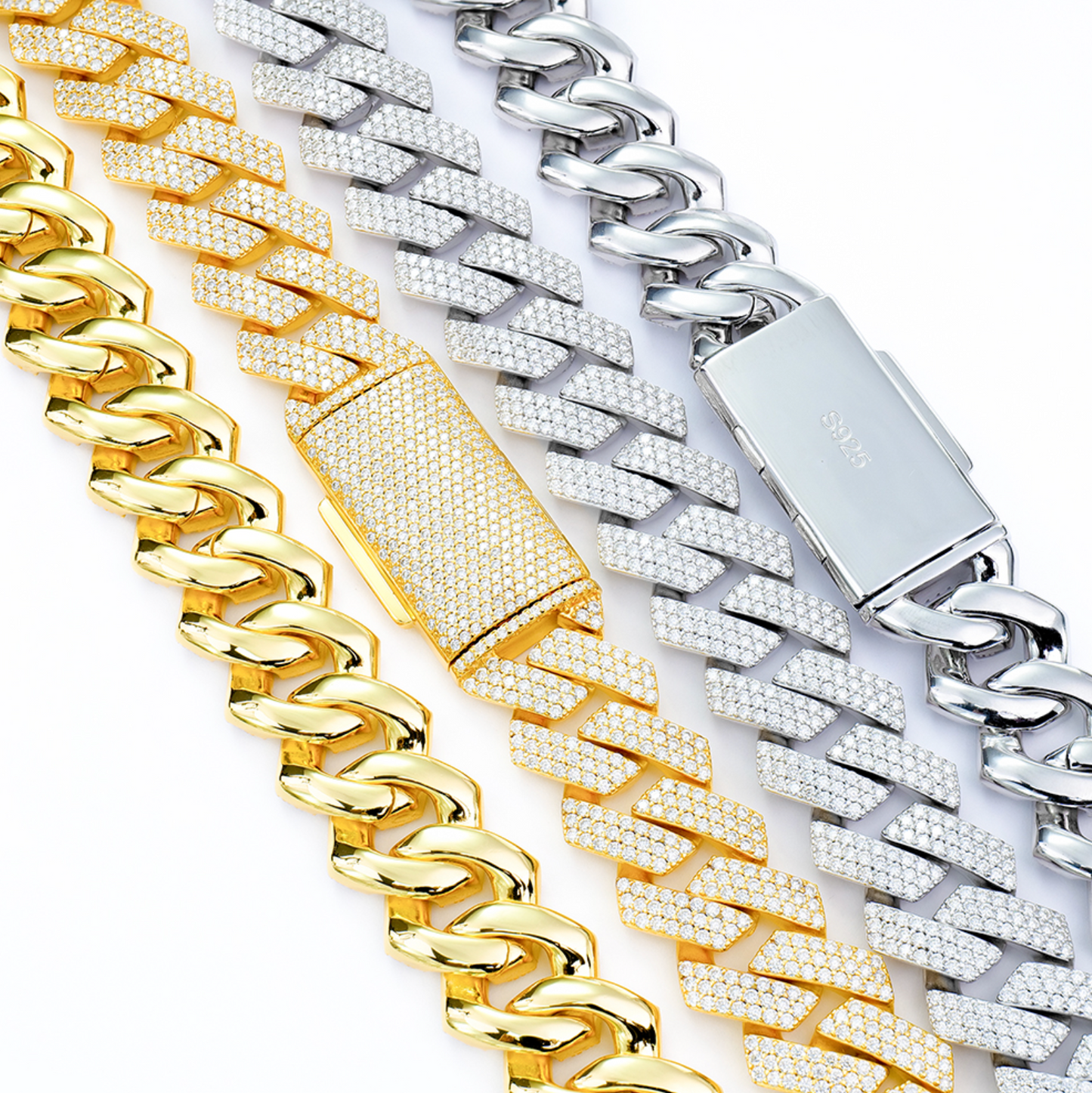 VVS1 Moissanite 20mm Three Rows Cuban Link Chain