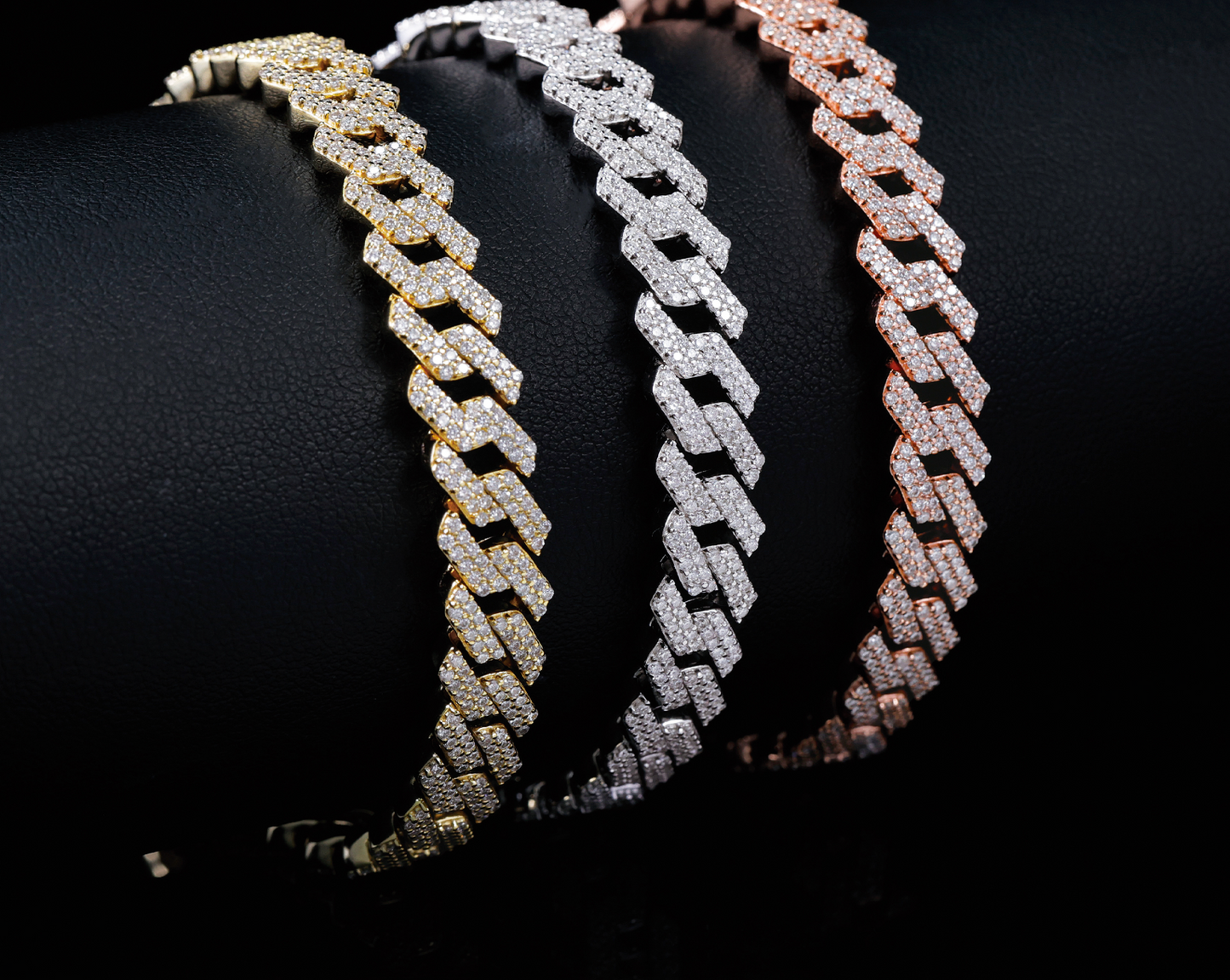VVS1 Moissanite 8mm Two Rows Cuban Link Bracelet