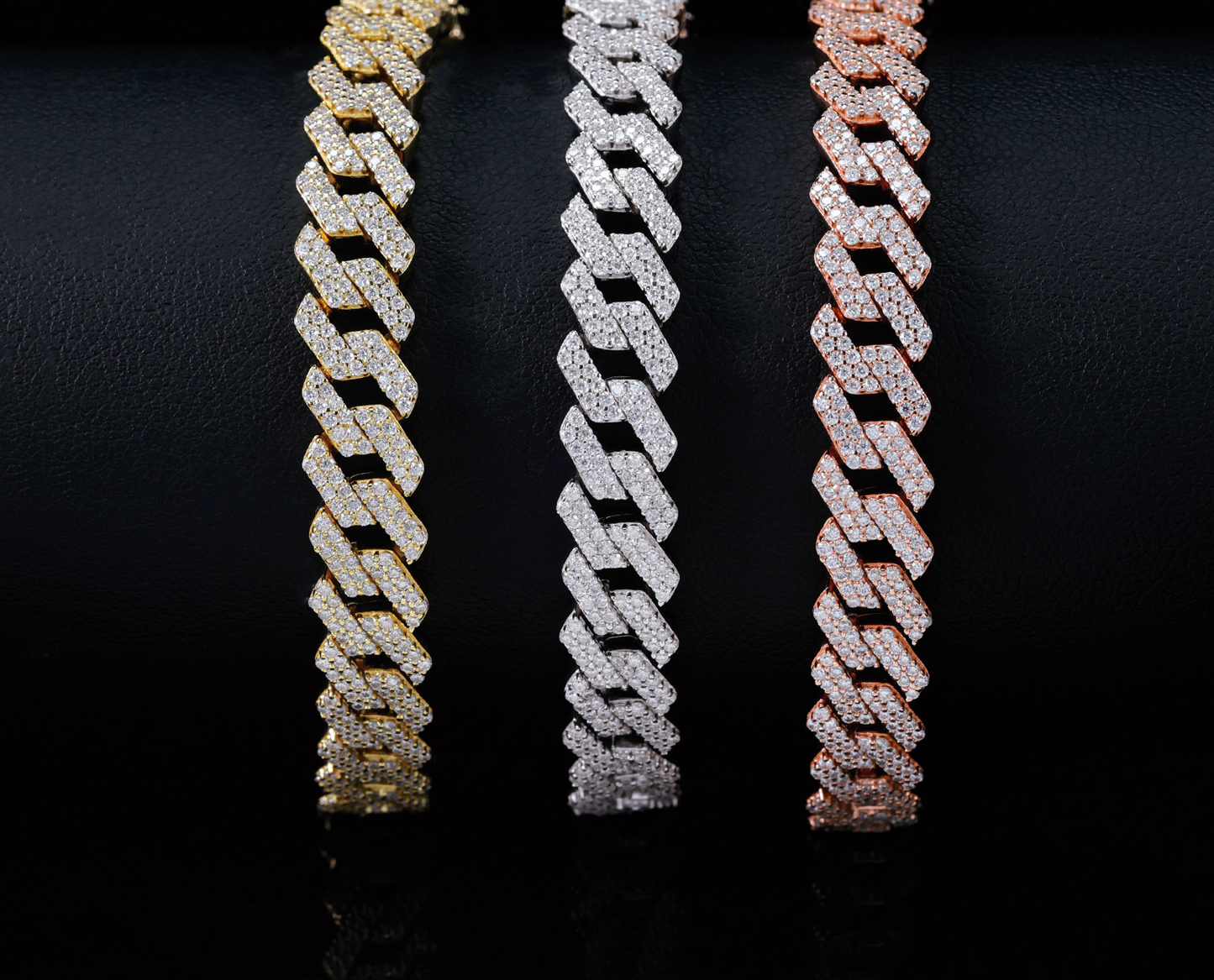 VVS1 Moissanite 8mm Two Rows Cuban Link Bracelet