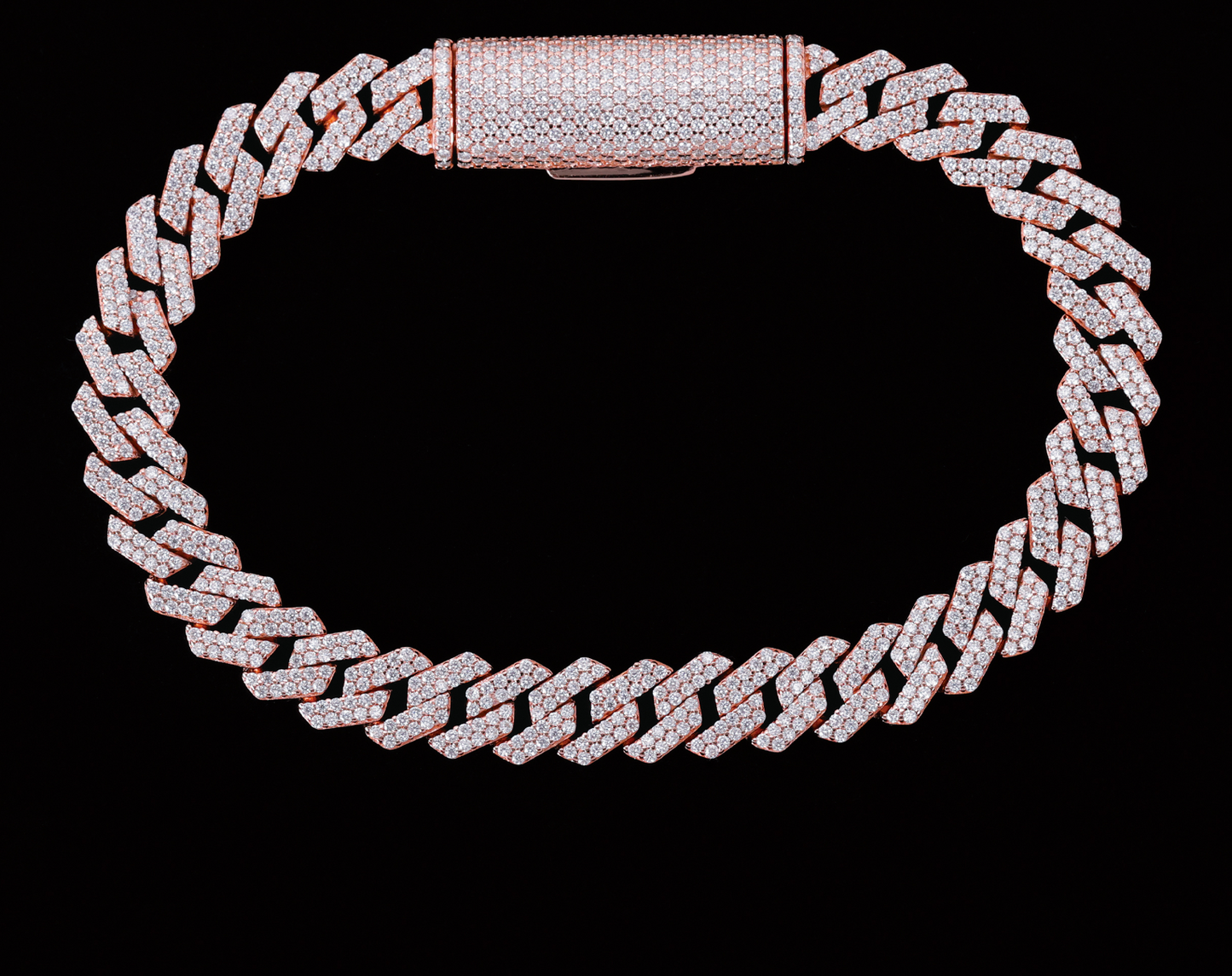 VVS1 Moissanite 8mm Two Rows Cuban Link Bracelet