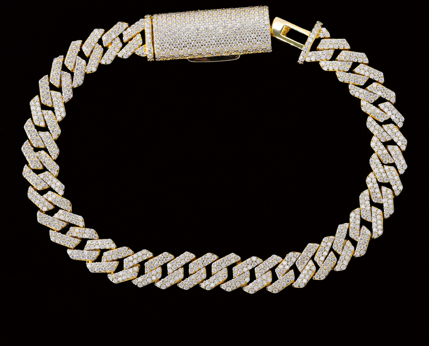 VVS1 Moissanite 8mm Two Rows Cuban Link Bracelet