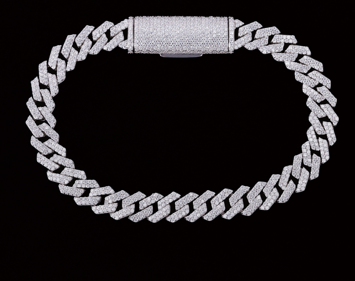 VVS1 Moissanite 8mm Two Rows Cuban Link Bracelet
