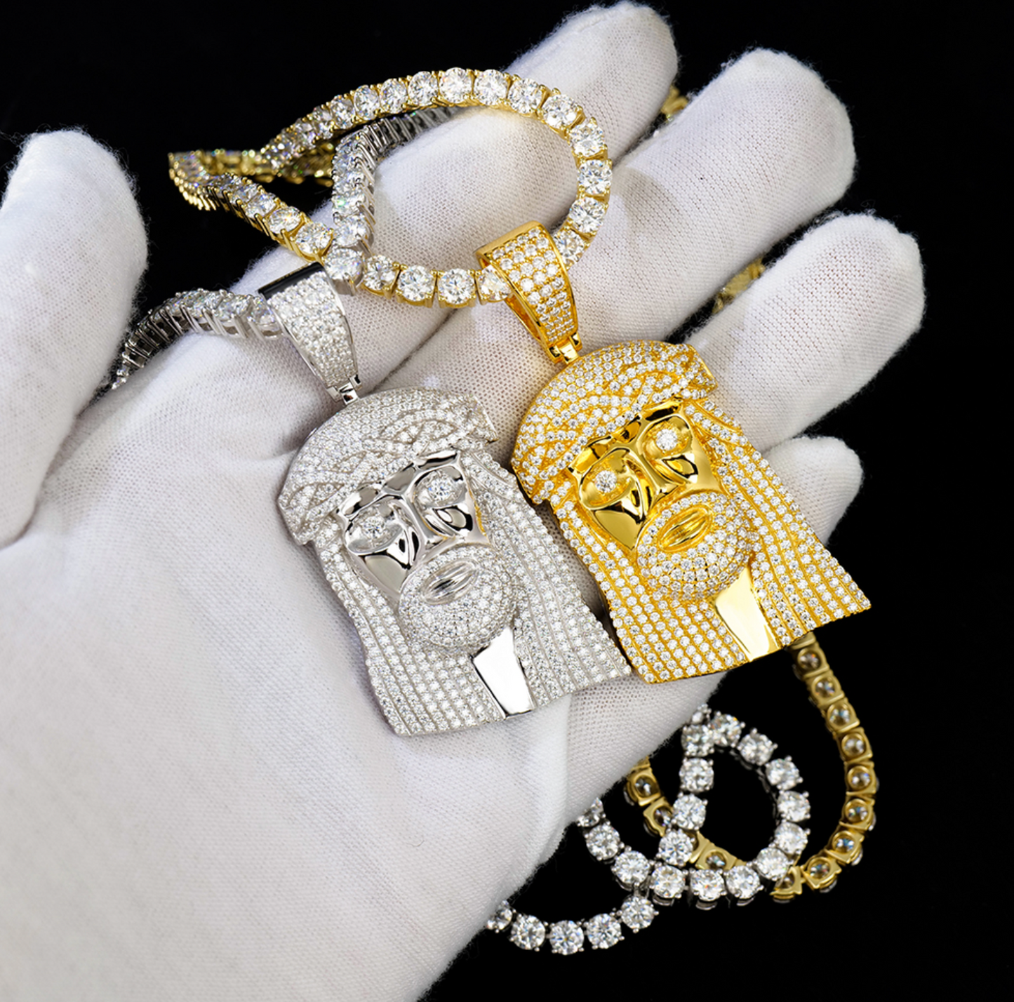 VVS1 Moissanite 42x28mm Jesus Head Pendant