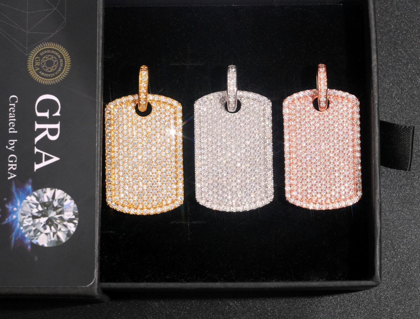 VVS1 Moissanite 22x35mm Dog Tag Pendant