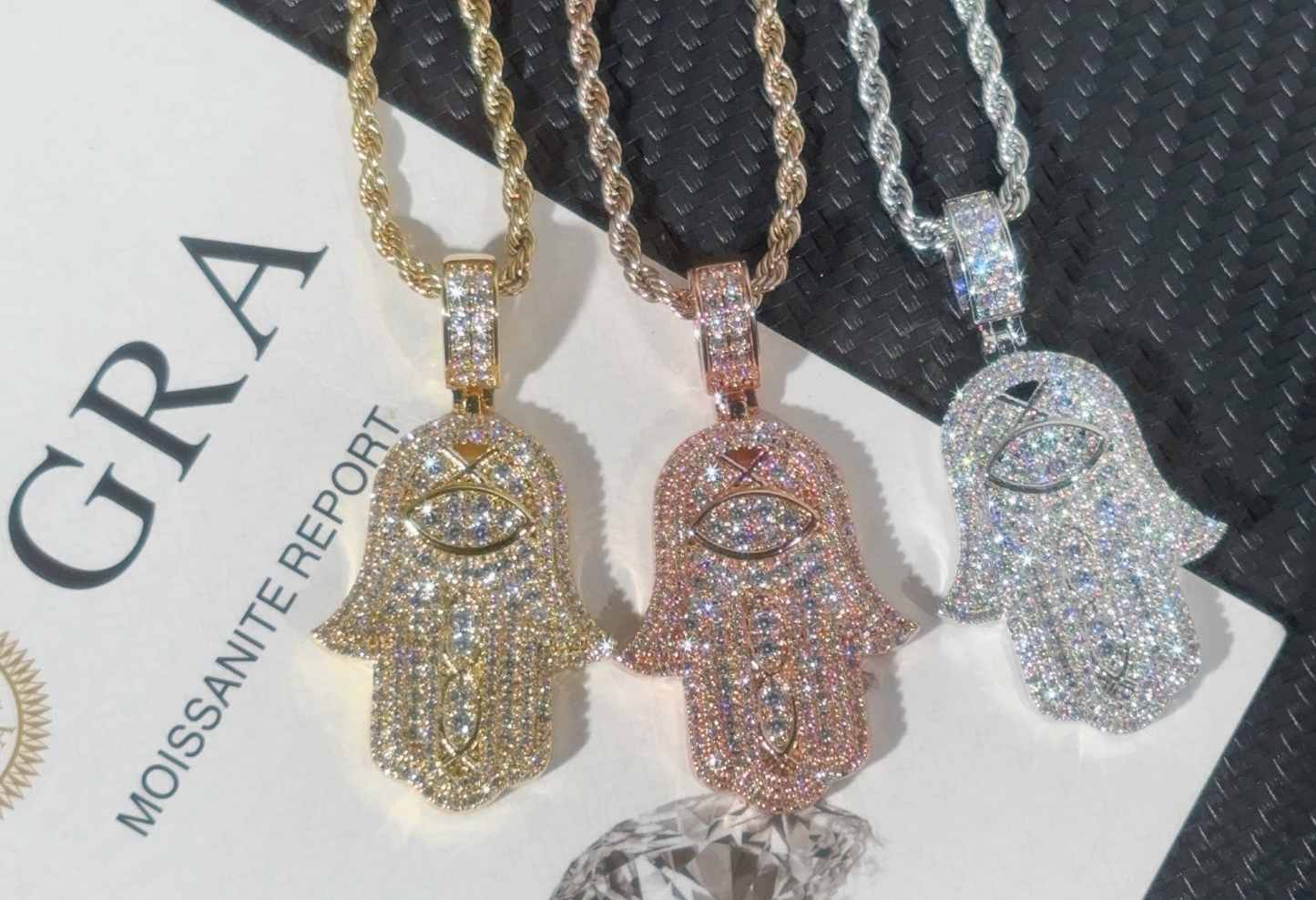 VVS1 Moissanite Hamsa Pendant
