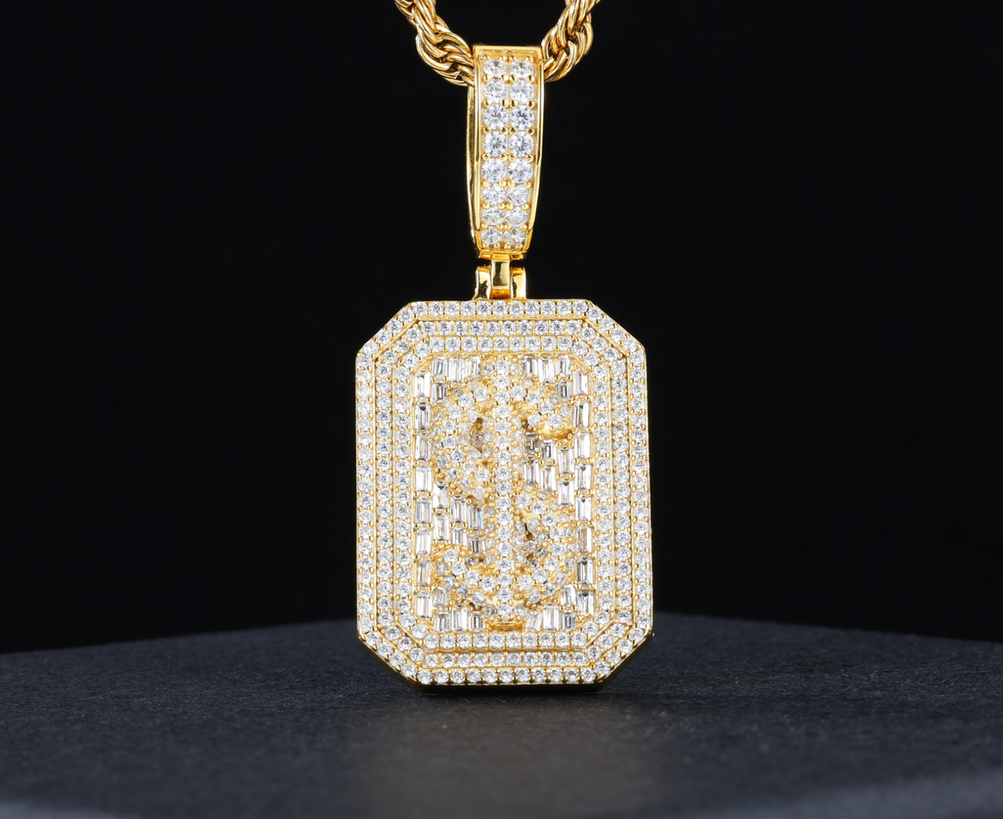 VVS1 Moissanite 46x20mm Dollar Sign Pendant