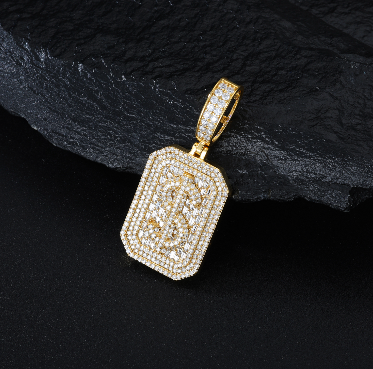VVS1 Moissanite 46x20mm Dollar Sign Pendant