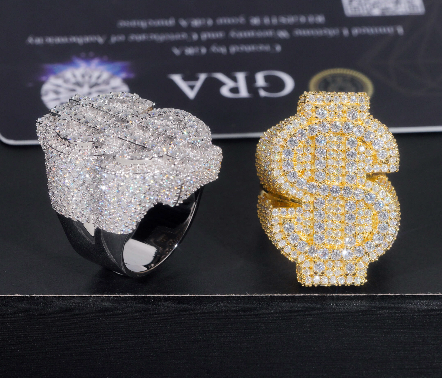VVS1 Moissanite Dollar Sign Ring