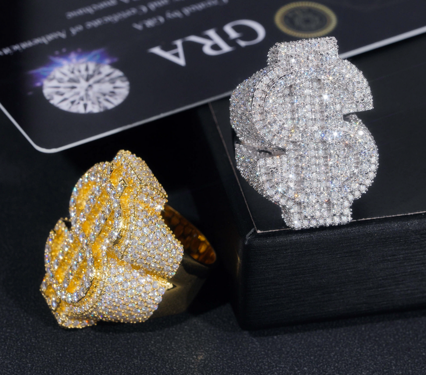 VVS1 Moissanite Dollar Sign Ring