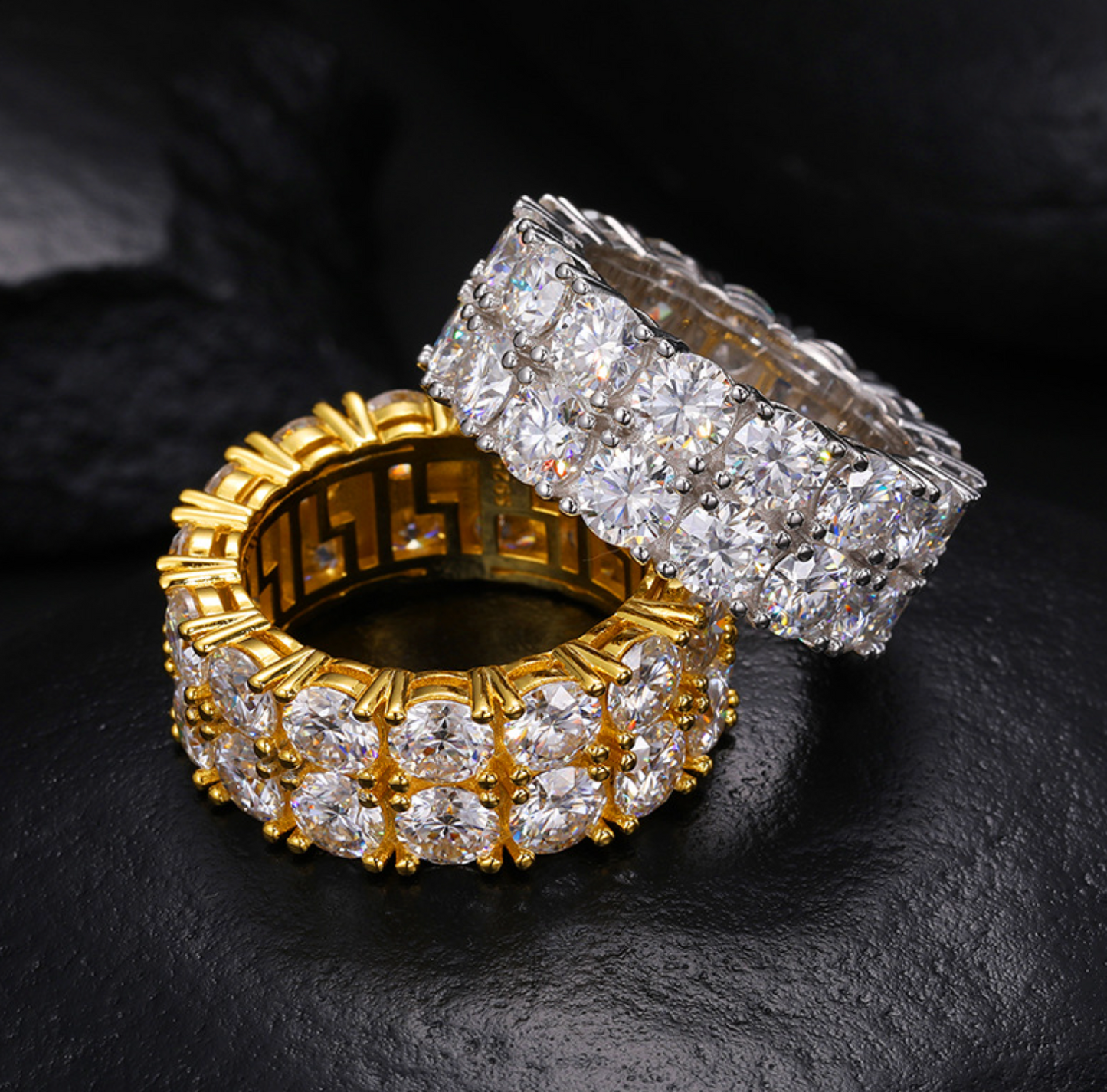 VVS1 Moissanite 5mm Two Rows Ring