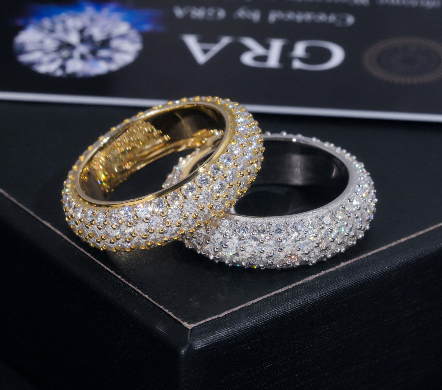 VVS1 Moissanite Four Rows Fully Iced-Out Ring
