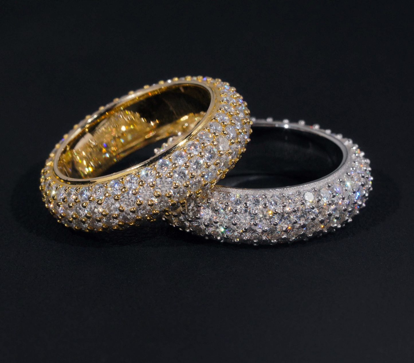 VVS1 Moissanite Four Rows Fully Iced-Out Ring