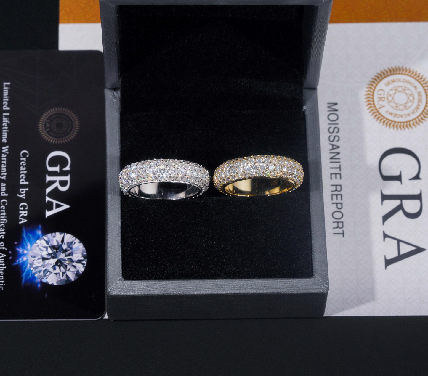VVS1 Moissanite Four Rows Fully Iced-Out Ring