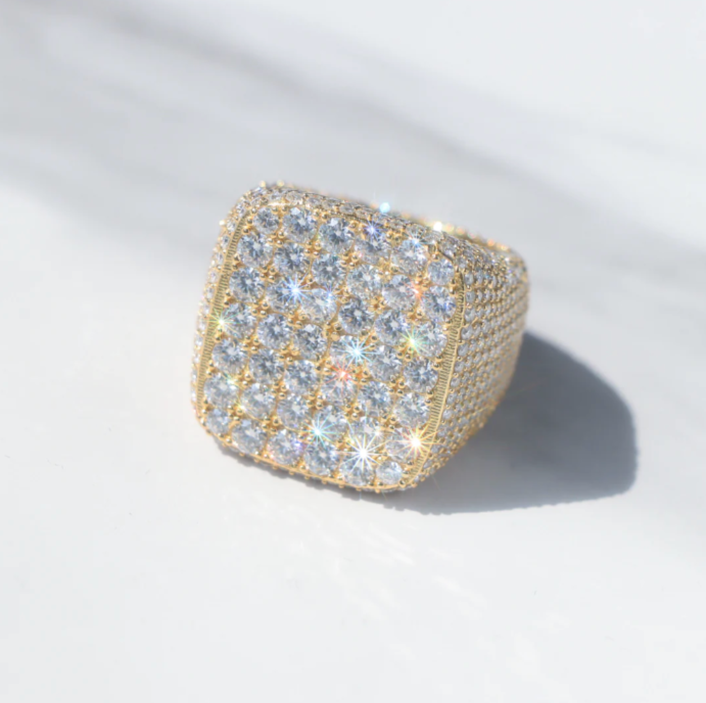 VVS1 Moissanite Fully Iced-Out Square Ring