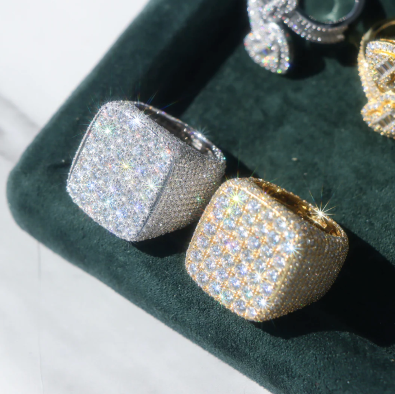 VVS1 Moissanite Fully Iced-Out Square Ring