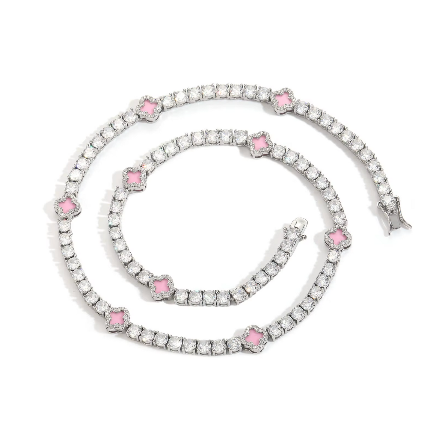 5A+ CZ 4mm Flower Tennis Chain