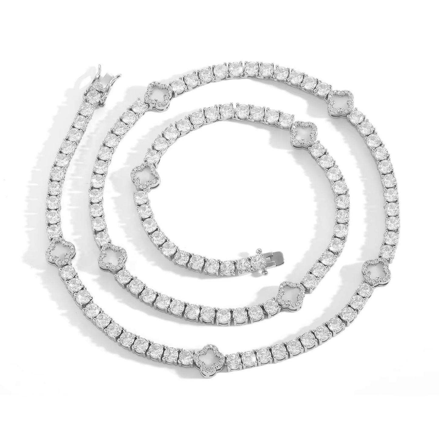 5A+ CZ 4mm Flower Tennis Chain