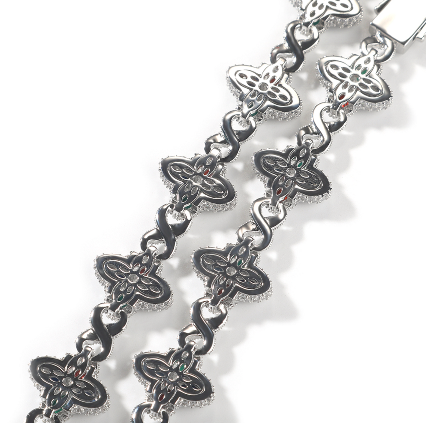 5A+ CZ 19mm Cluster Hexagon Shapes Infinity Charm Chain