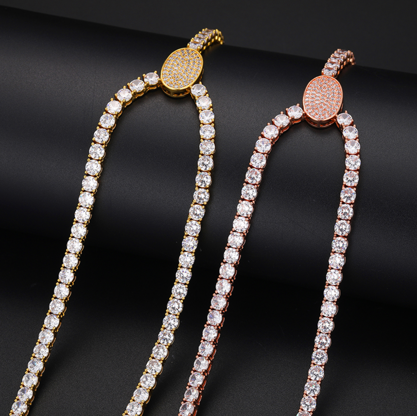 5A+ CZ 5mm Long Cluster Cross Tennis Chain