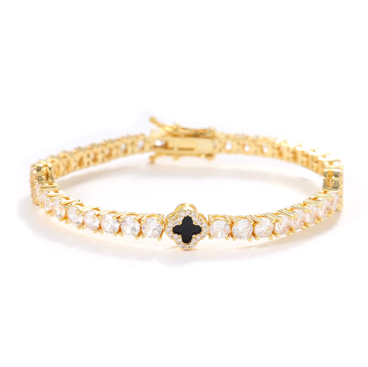 5A+ CZ 4mm Flower Tennis Bracelet