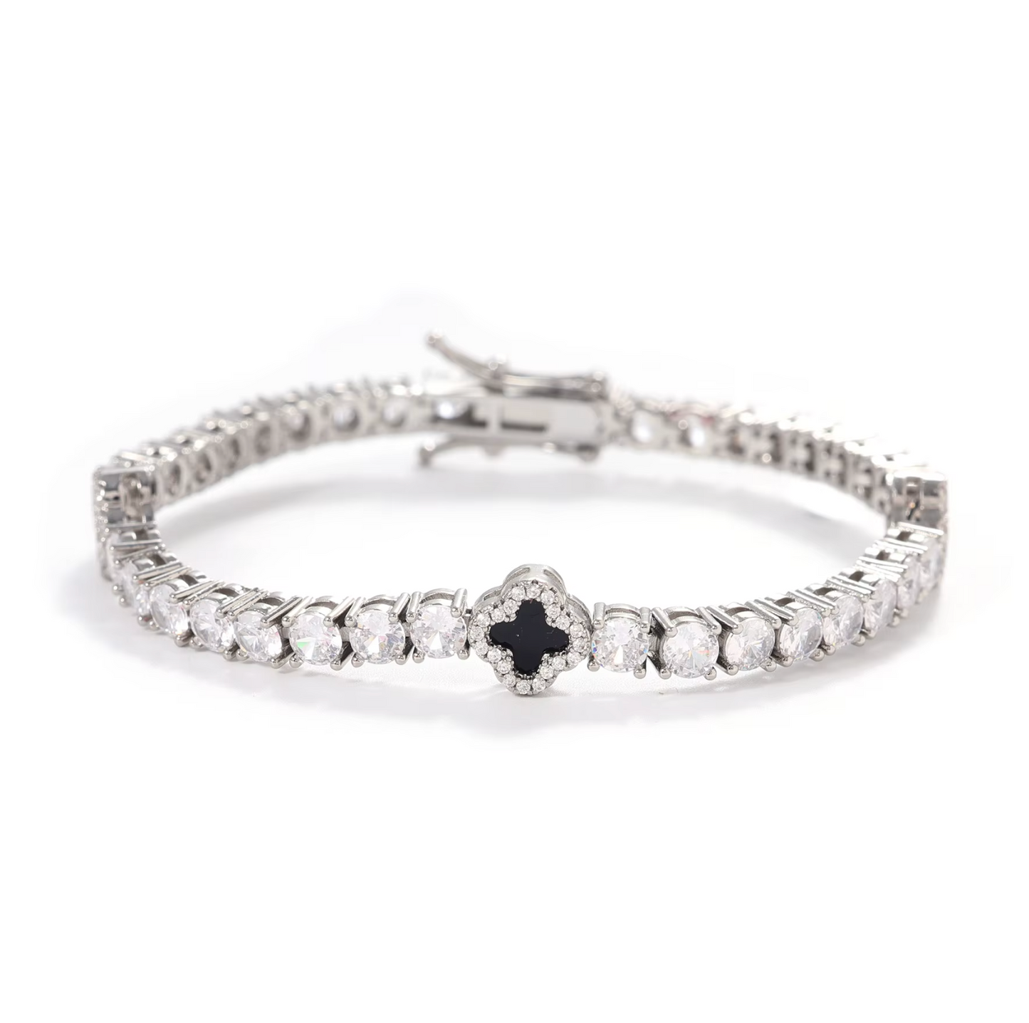 5A+ CZ 4mm Flower Tennis Bracelet