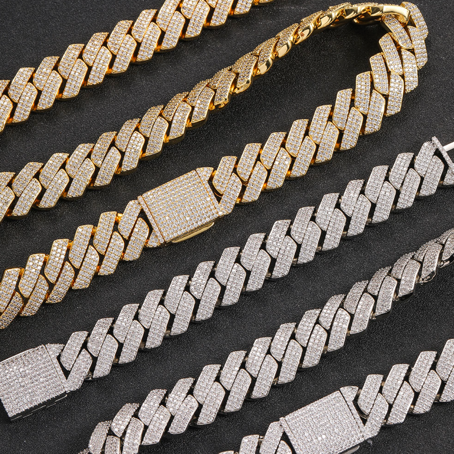 5A+ CZ 20mm Three Rows Cuban Link Chain & Bracelet