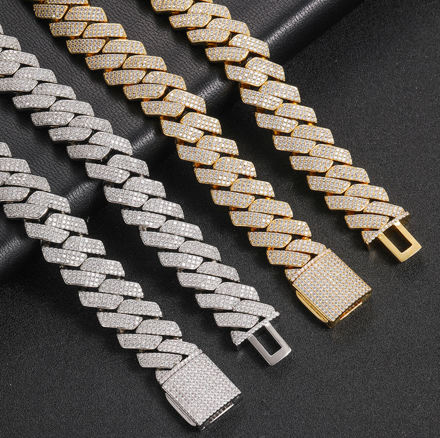 5A+ CZ 20mm Three Rows Cuban Link Chain & Bracelet