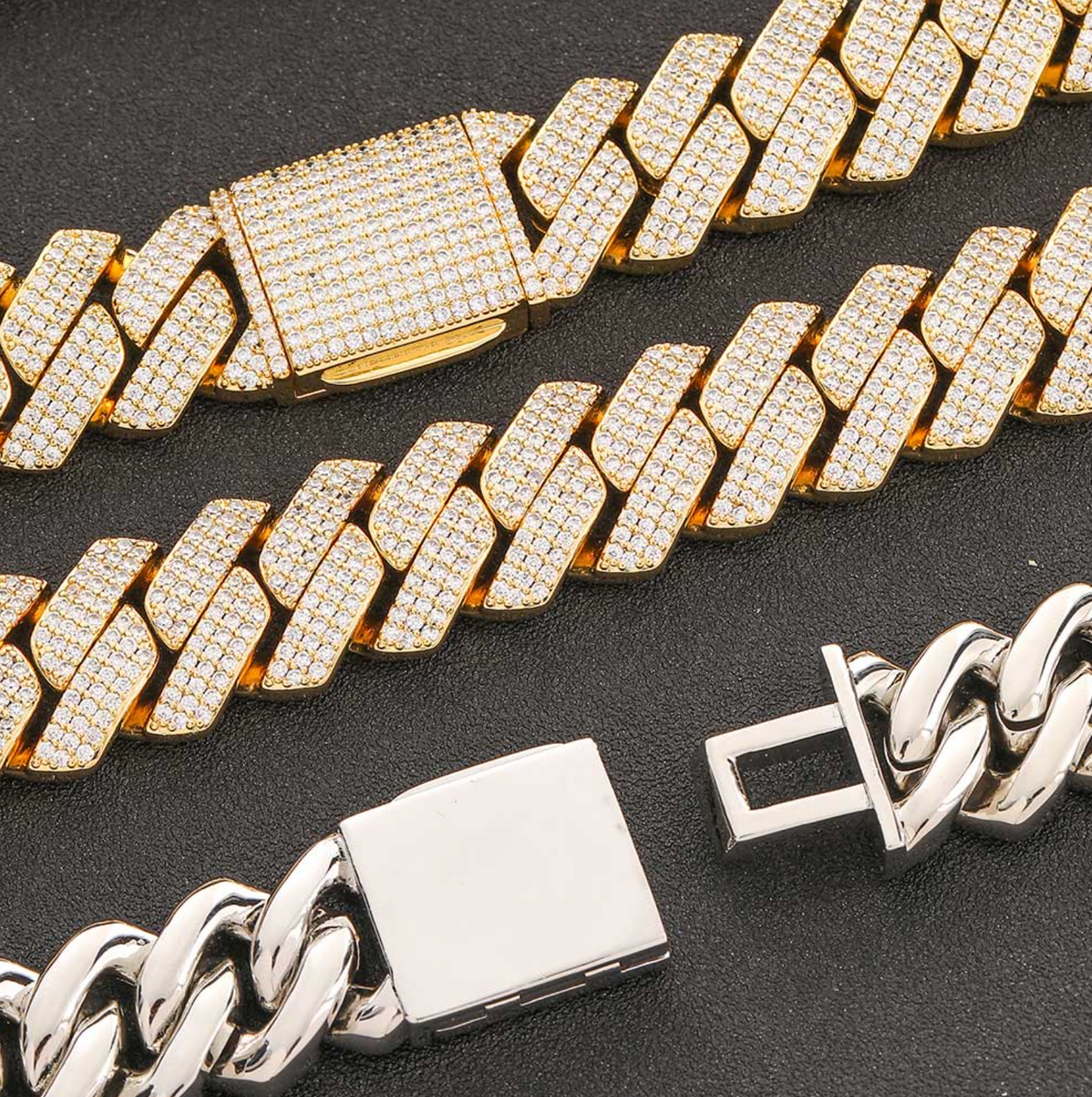 5A+ CZ 20mm Three Rows Cuban Link Chain & Bracelet