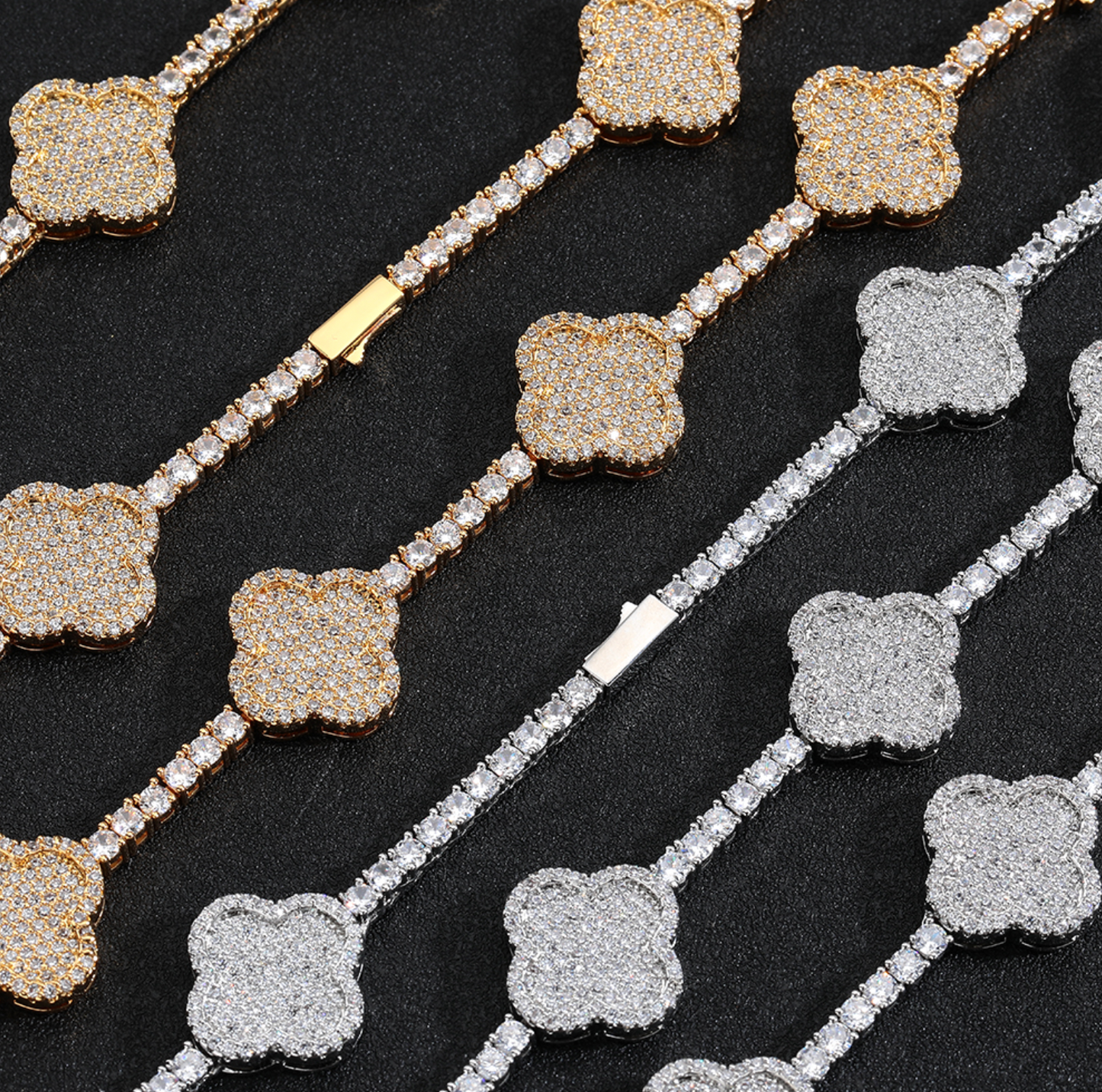 5A+ CZ 3.5 mm Four Leaf Clover Tennis Chain