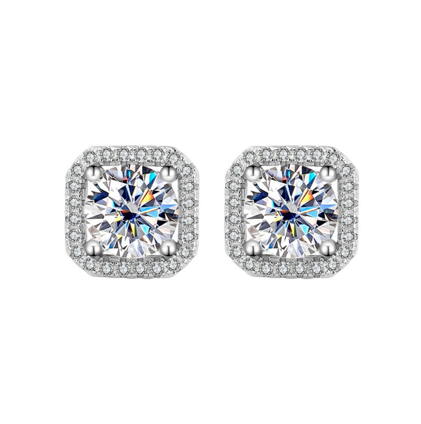 VVS1 Moissanite 1 Carat Stud Earrings
