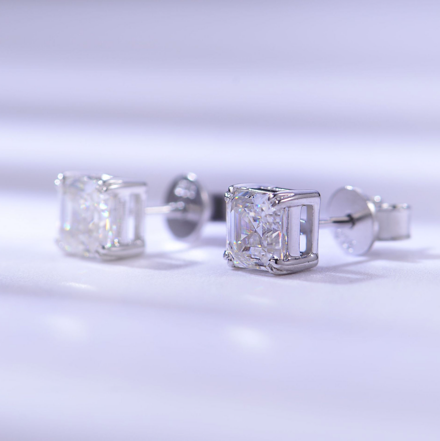 VVS1 Moissanite 1 Carat Square Princess Cut Earrings