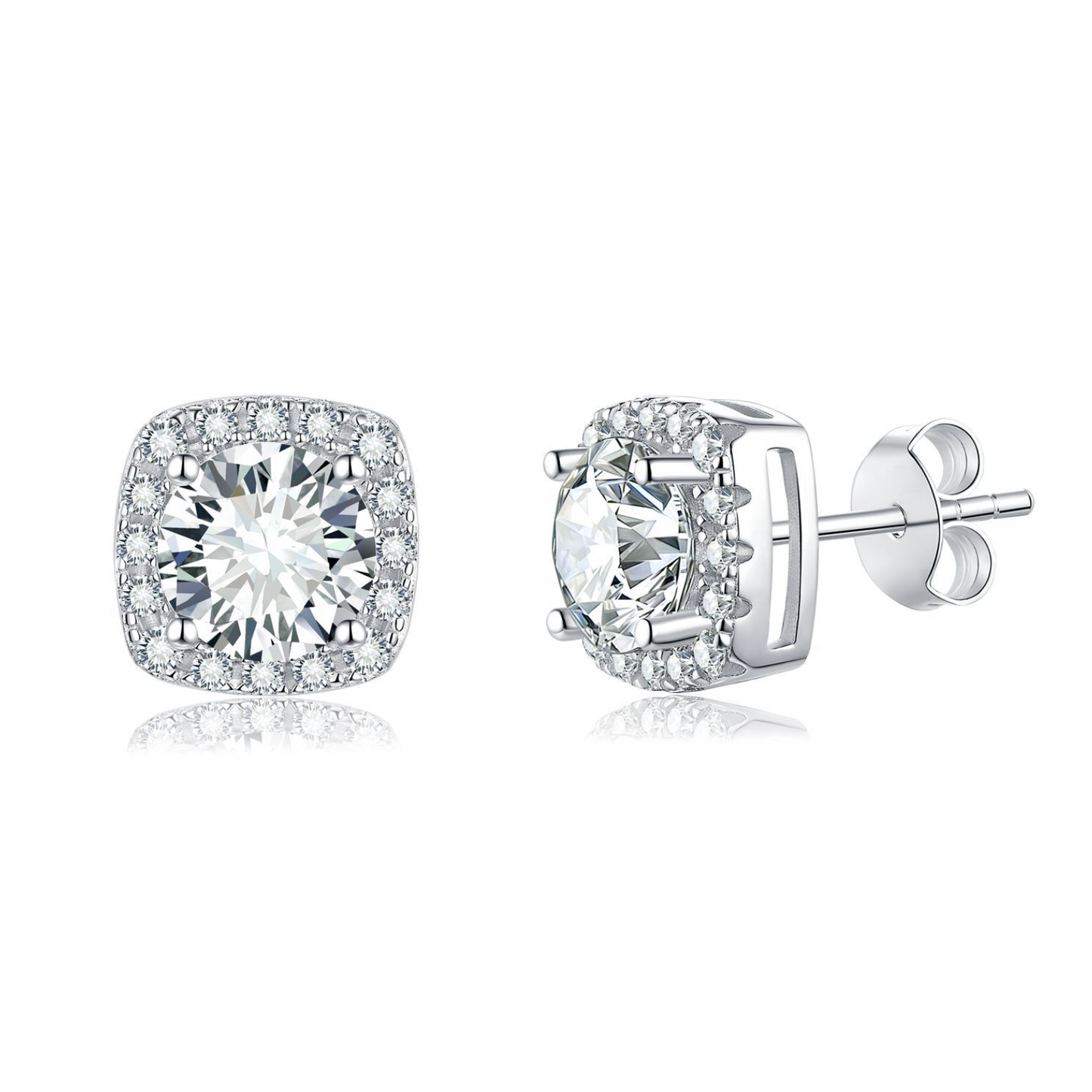 VVS1 Moissanite Square Rounded Stud Earrings