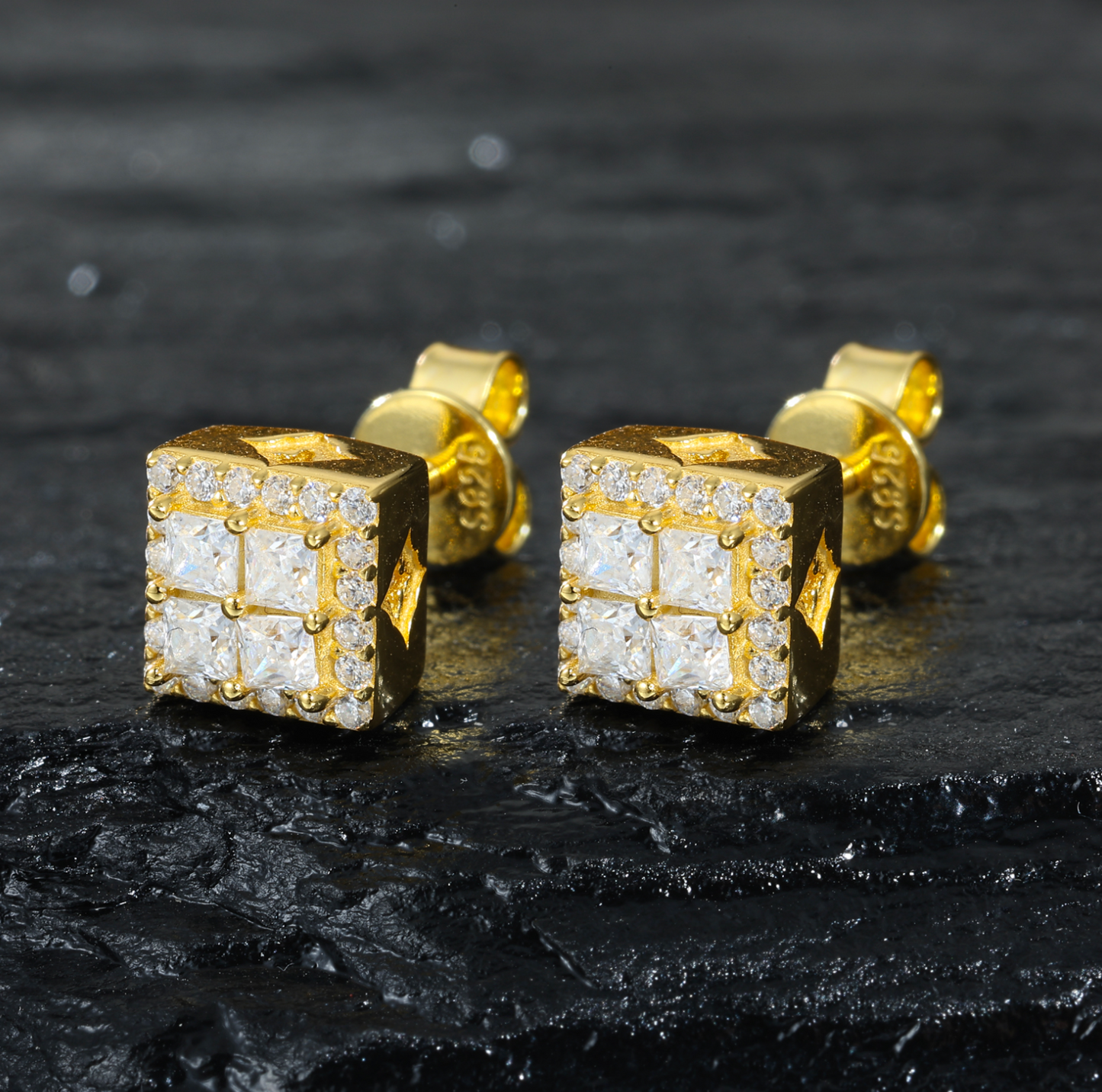 VVS1 Moissanite 6.5mm Square Stud Earrings