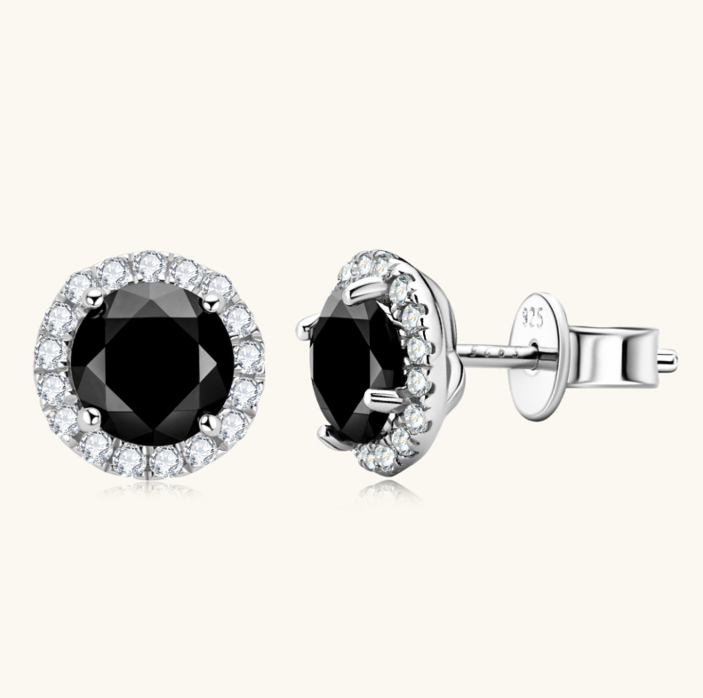 VVS1 Moissanite 0.8 Carat White and Black Rhodium Plated Stud Earrings
