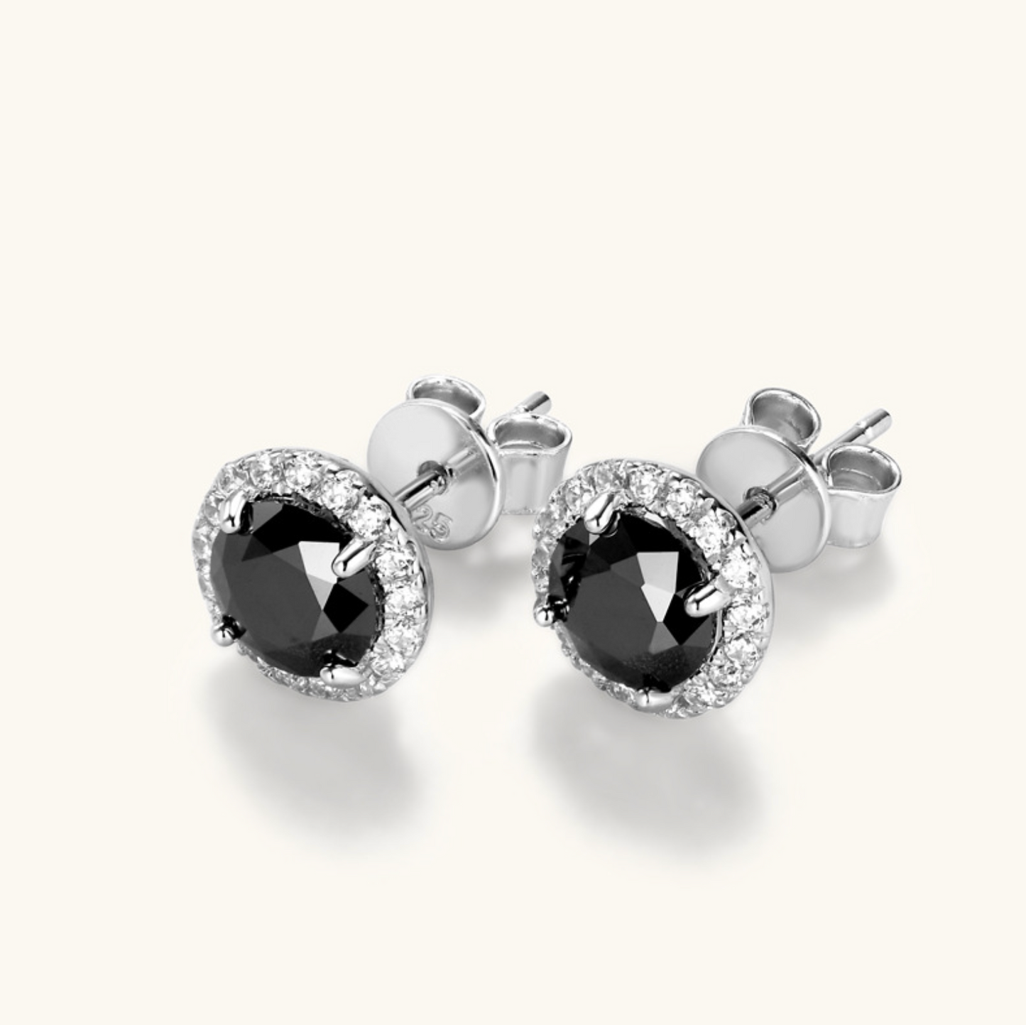 VVS1 Moissanite 0.8 Carat White and Black Rhodium Plated Stud Earrings