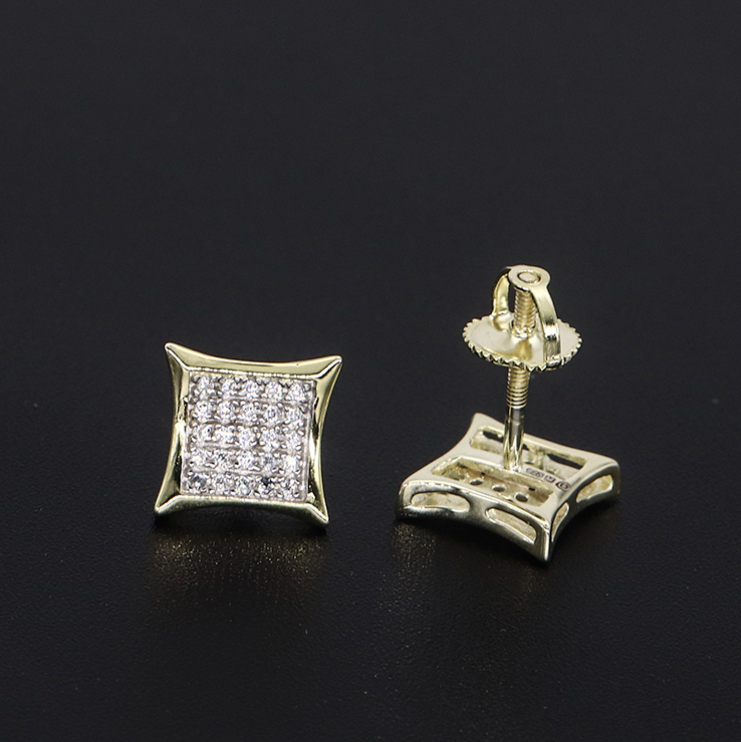 VVS1 Moissanite Square Shape Curved Frame Stud Earrings