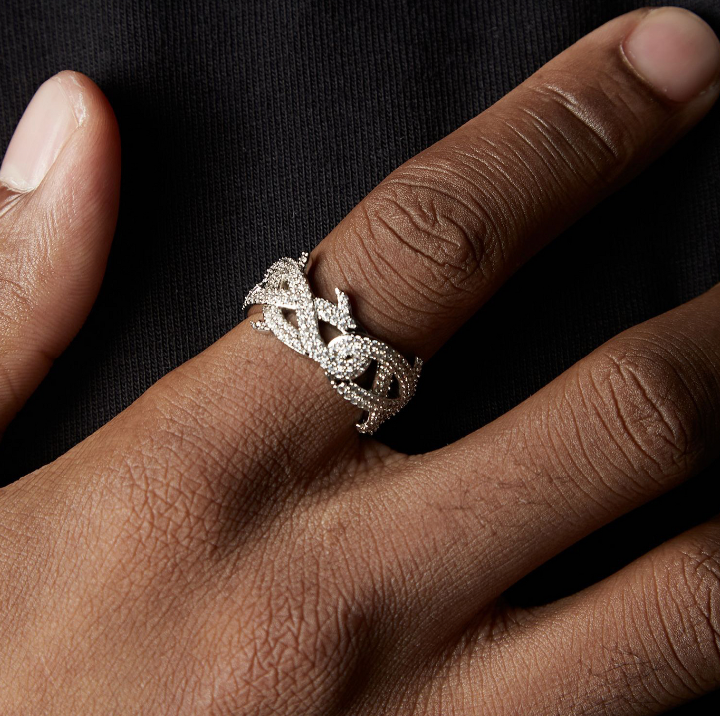 VVS1 Moissanite Spiked Cuban Link Ring