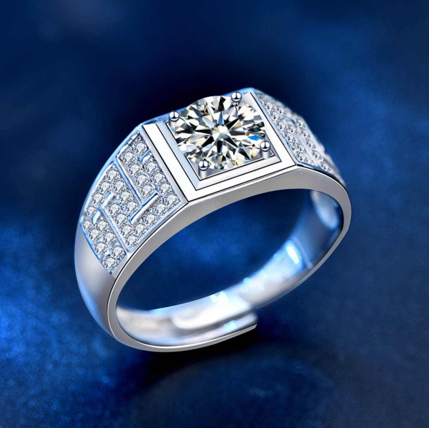 VVS1 Moissanite 1 Carat Resizable Iced Band Ring
